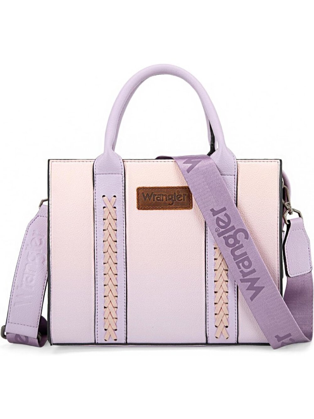 Women's pink Polyester Zipper Top-handle Strap Quilted Tote Crossbody Bag